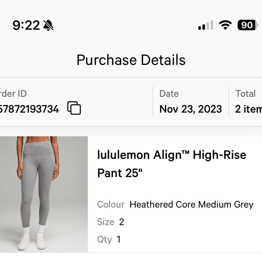 Lululemon align leggings 25” heathered core medium grey